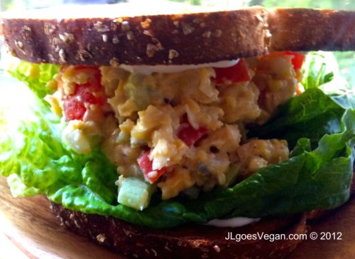 chickpea salad sandwich on JL goes Vegan